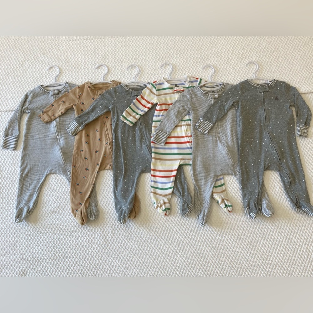 6 Baby Gap Organic Cotton Zipper Footed Onsie Pajamas